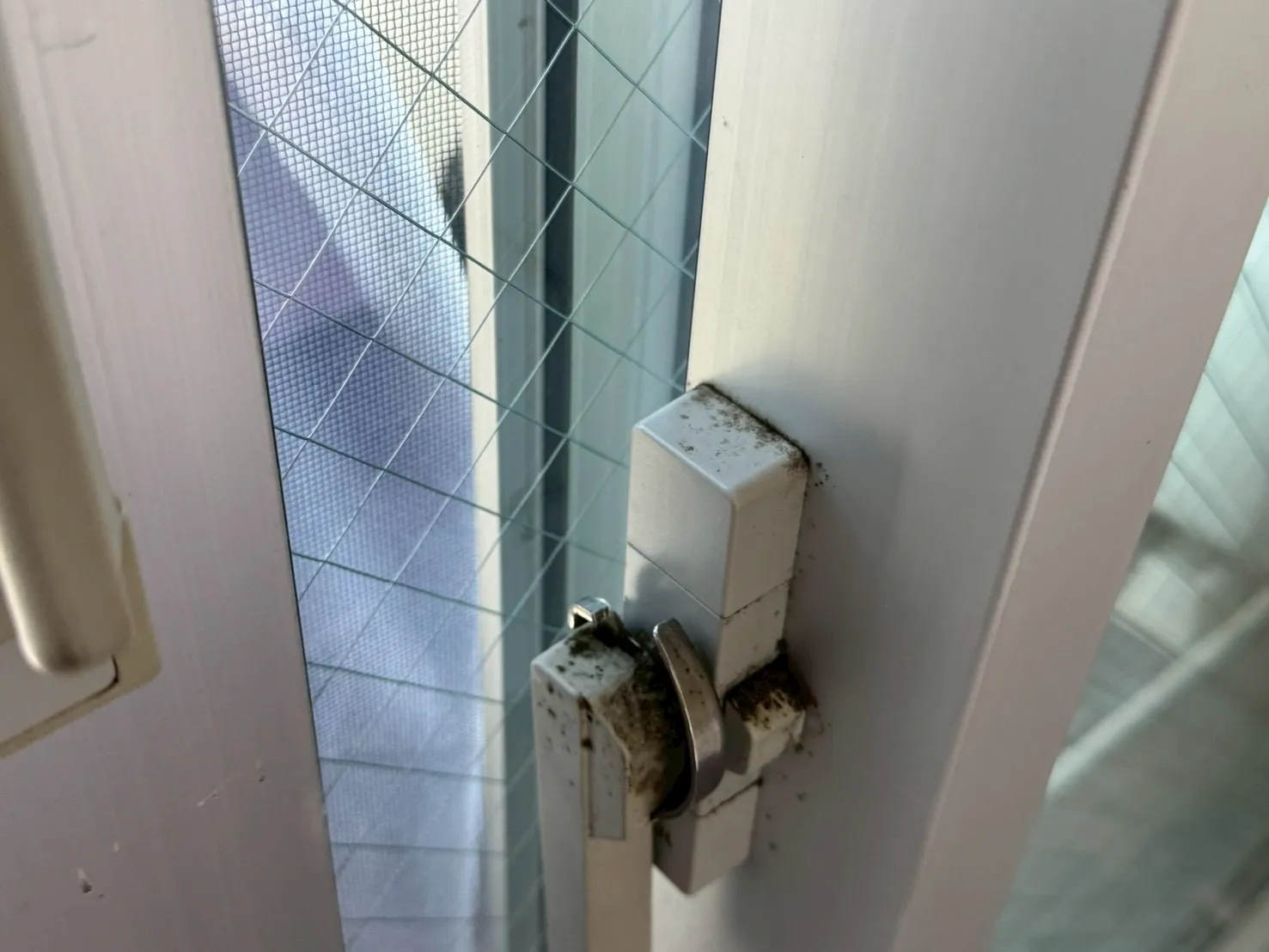 カビ取り施工前のサッシ